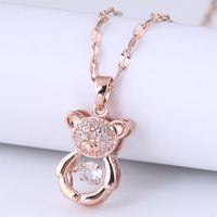 Nihaojewelry Jewelry Wholesale Copper Inlaid Zircon Cute Bear Pendent Necklace sku image 1