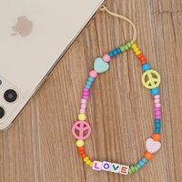 Fashion Letter Beaded Hand-woven Colorful Beads Mobile Phone Chain main image 4