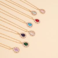 Fashion Multicolor Full Diamond Water Drop Copper Necklace Wholesale main image 1