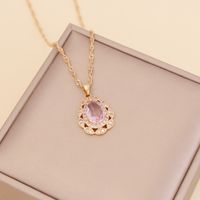 Fashion Multicolor Full Diamond Water Drop Copper Necklace Wholesale main image 4