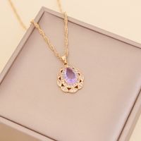 Fashion Multicolor Full Diamond Water Drop Copper Necklace Wholesale main image 5