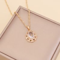 Fashion Multicolor Full Diamond Water Drop Copper Necklace Wholesale main image 6