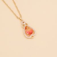 Fashion Full Diamond Gradient Glass Pendent Copper Necklace main image 4