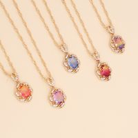 Fashion Multi-color Full Diamond Sunflower Pendent Copper Necklace main image 3