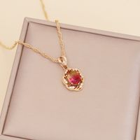Fashion Multi-color Full Diamond Sunflower Pendent Copper Necklace main image 6