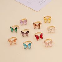 Fashion Zircon Butterfly Opening Adjustable Ring Wholesale main image 1