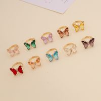 Fashion Zircon Butterfly Opening Adjustable Ring Wholesale main image 6
