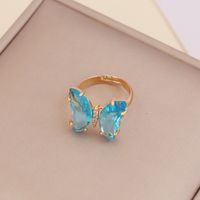 Fashion Zircon Butterfly Opening Adjustable Ring Wholesale main image 5