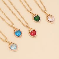 Fashion Multi-color Full Diamond Heart Necklace main image 2