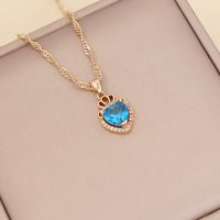 Fashion Multi-color Full Diamond Heart Necklace main image 4