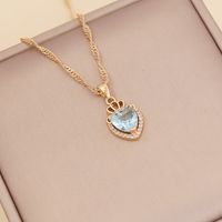 Fashion Multi-color Full Diamond Heart Necklace main image 5