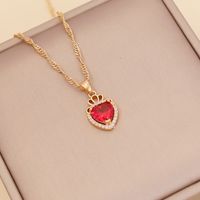 Fashion Multi-color Full Diamond Heart Necklace main image 6