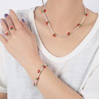 Fashion Crystal Beaded Necklace Bracelet Ring Set main image 1