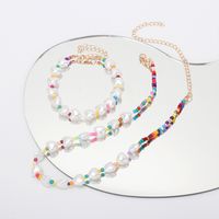Ethnic Style Heart Pearl Necklace Bracelet Combination Set main image 2