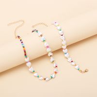 Ethnic Style Heart Pearl Necklace Bracelet Combination Set main image 3