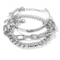 Punk Style Flat Snake Bone Chain Multi-layer Thick Chain Bracelet Set main image 5