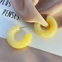 Fashion Macaron Color C-shaped Creative Resin Earrings main image 5