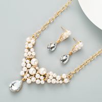 Conjunto De Collar De Aretes De Diamantes De Imitación De Perlas De Moda main image 3