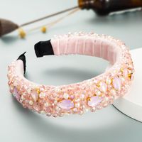 Water Drop Shaped Glass Diamond Crystal Inlaid Flannel Winding Retro Headband main image 3