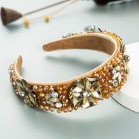 Fashion Crystal Glass Diamond Flower Headband main image 4