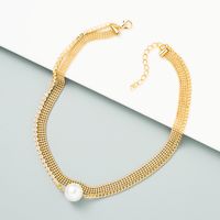 Fashion Metal Inlaid Pearl Pendant Necklace Wholesale main image 3