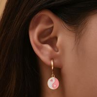 Fashion Personality Dripping Oil Two-piece Earrings main image 3