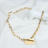 Fashion Splicing Chain Square Brand Lettering Stainless Steel Necklace main image 3