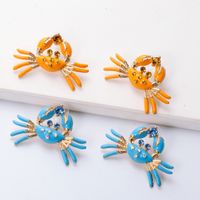 Retro Oil Dripping Crab Diamond Alloy Earrings Wholesale main image 2