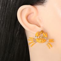 Retro Oil Dripping Crab Diamond Alloy Earrings Wholesale main image 5