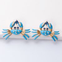 Retro Oil Dripping Crab Diamond Alloy Earrings Wholesale main image 4