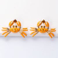Retro Oil Dripping Crab Diamond Alloy Earrings Wholesale main image 3