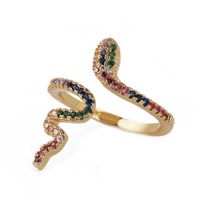 Fashion Zodiac Snake Real Gold Electroplated Copper Inlaid Zirconium Open Ring main image 6