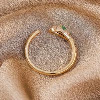 Fashion Zodiac Snake Copper Inlaid Zirconium Open Ring main image 5