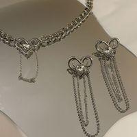Hip-hop Geometric Thick Chain Heart Necklace Earrings Set main image 1