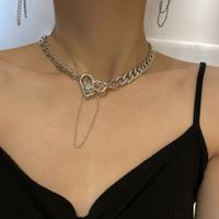 Hip-hop Geometric Thick Chain Heart Necklace Earrings Set main image 5