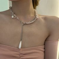Fashion Water Drop Pearl Pendant Peach Pollen Stone Necklace main image 1