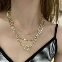 Fashion Multi-layer Square Thick Chain Ot Buckle Necklace main image 2