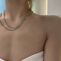 Simple Inlaid With Color Zircon Thin Chain Necklace main image 1