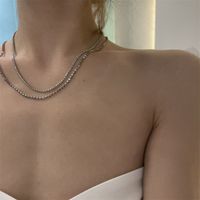 Simple Inlaid With Color Zircon Thin Chain Necklace main image 2