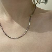 Simple Inlaid With Color Zircon Thin Chain Necklace main image 3