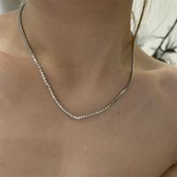 Simple Inlaid With Color Zircon Thin Chain Necklace main image 4