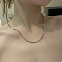 Simple Inlaid With Color Zircon Thin Chain Necklace main image 5