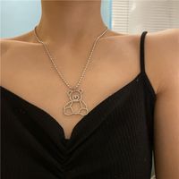 Simple Diamond Bear Pendant Necklace Wholesale main image 1