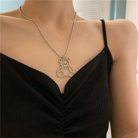 Simple Diamond Bear Pendant Necklace Wholesale main image 3