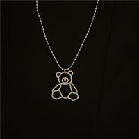 Simple Diamond Bear Pendant Necklace Wholesale main image 6