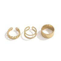 Simple Smooth Alloy Hollow Chain Open Combination Ring main image 6
