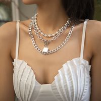 Fashion Retro Pearl Ot Buckle Alloy Multi-layer Beaded Necklace main image 3