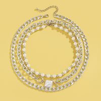 Fashion Retro Pearl Ot Buckle Alloy Multi-layer Beaded Necklace main image 5