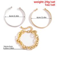 Retro Fashion Hollow Chain Simple Opening C-shaped Diamond Pattern Bracelet main image 5