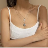 Fashion Alloy Heart Pendant Fine Chain Metal Lock Necklace main image 3